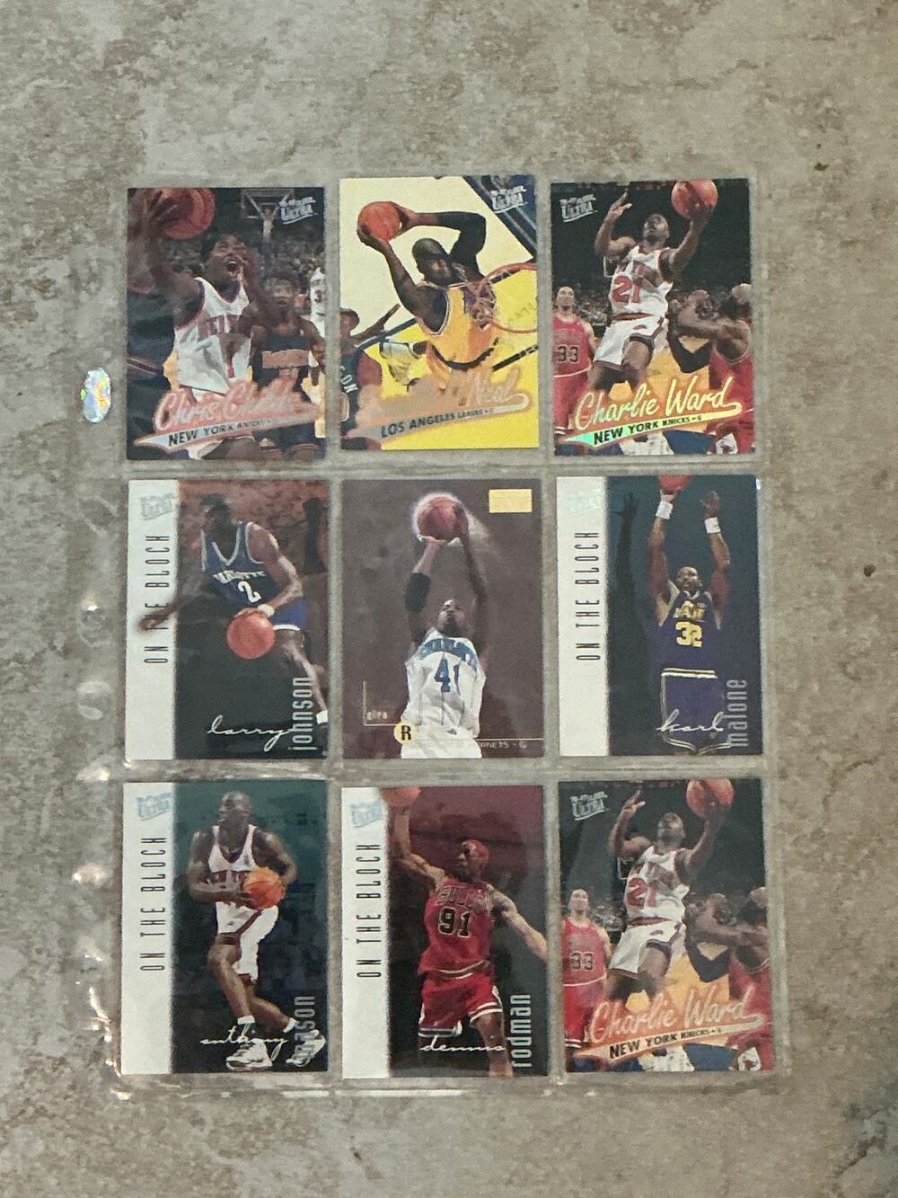 9 fleer ultra basketball card lot with sleeve